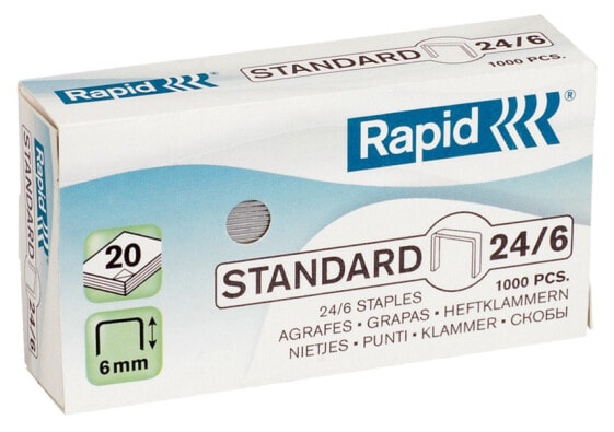 Rapid 24/6 - Staples pack - 6 mm - 1000 staples - 24/6 - Stainless steel - 30 sheets