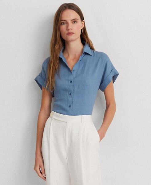 Petite Linen Short-Sleeve Shirt