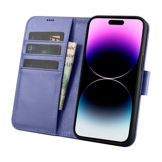 Чехол для смартфона ICARER iPhone 14 Pro Max Anti-RFID Wallet Case Скórzany Jasnofioletowy