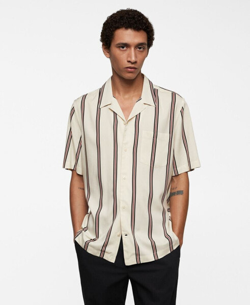 Men's Striped Bowling Fluid Shirt