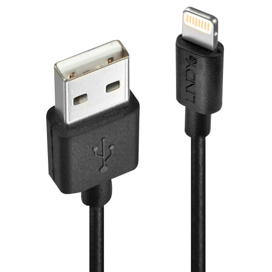 Lindy 2m USB to Lightning Cable black - 2 m - Lightning - USB A - Black - Straight - Straight