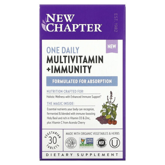 New Chapter, One Daily Multivitamin + Immunity, 30 вегетарианских таблеток