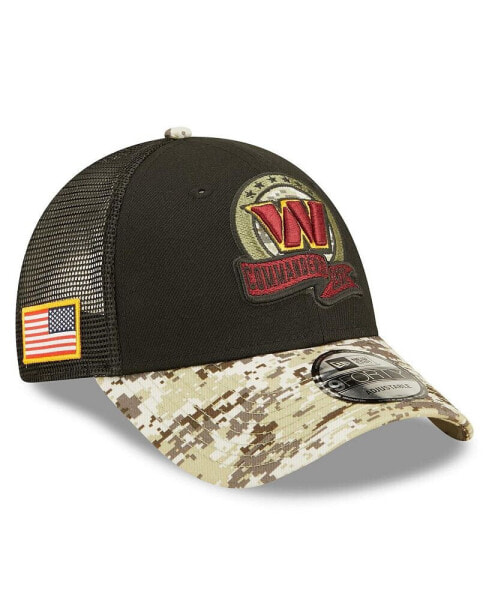 Men's Black, Camo Washington Commanders 2022 Salute To Service 9FORTY Snapback Trucker Hat