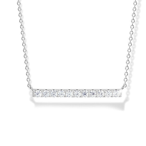 Elegant silver necklace with zircons M43088
