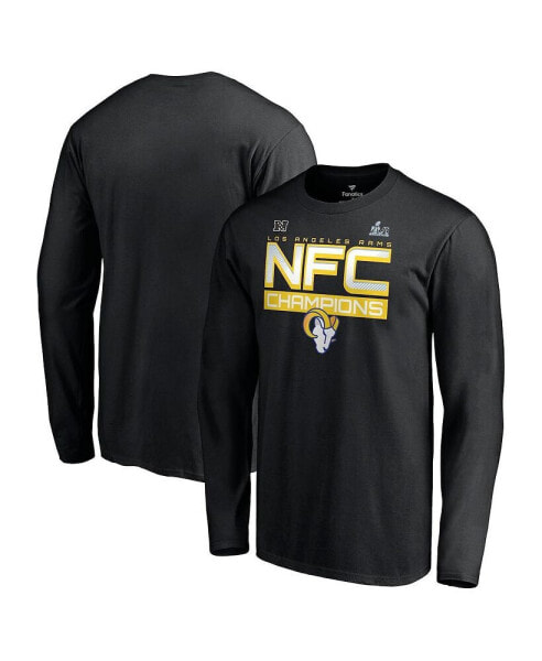Men's Black Los Angeles Rams 2021 NFC Champions Iconic Slant Long Sleeve T-shirt