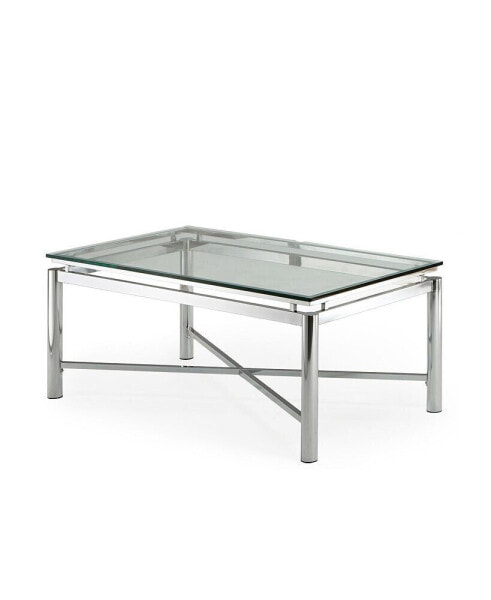 Nova 48" Glass and Chrome Cocktail Table