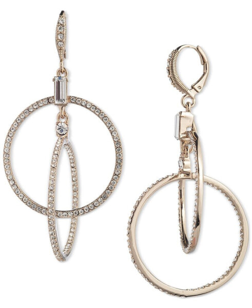 Pavé Crystal Orbital Hoop Mismatch Drop Earrings