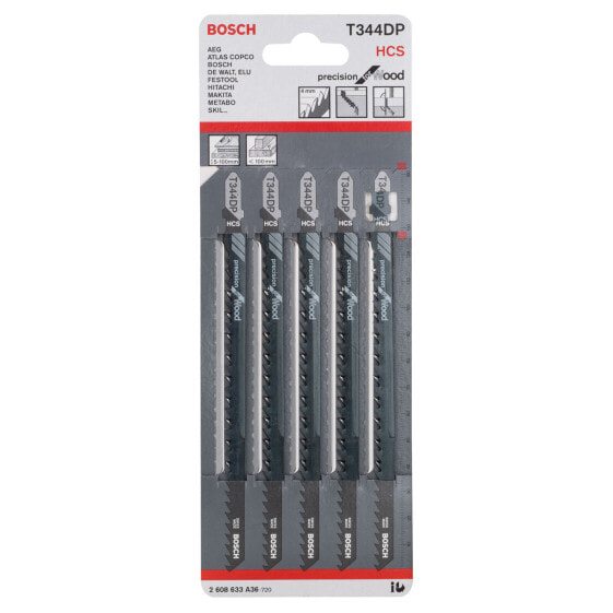 Bosch Stichsägeblatt T 344 DP, Precision for Wood, 5er-Pack