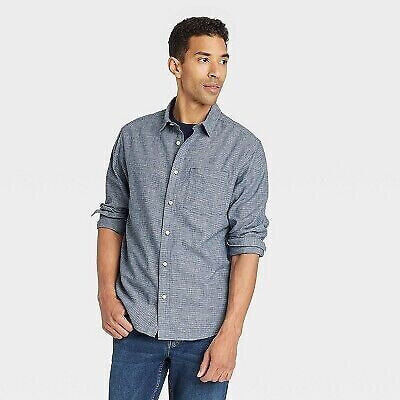 Men's Long Sleeve Collared Button-Down Shirt - Goodfellow & Co Navy Blue S