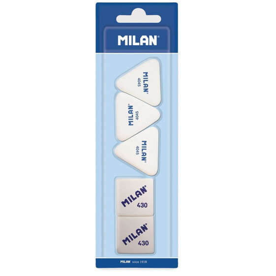 Ластик резиновый MILAN Blister Pack 3 Гибких Синтетических Резинки 4045 + 2 Синтетические Резинки