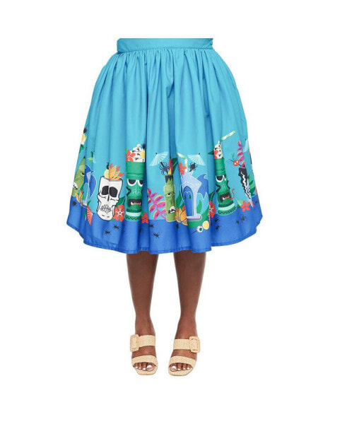 Plus Size Printed Woven Gellar Swing Skirt
