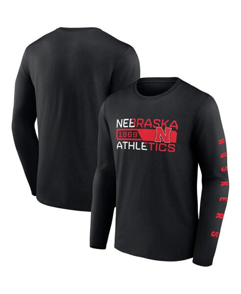 Men's Black Nebraska Huskers Broad Jump 2-Hit Long Sleeve T-shirt
