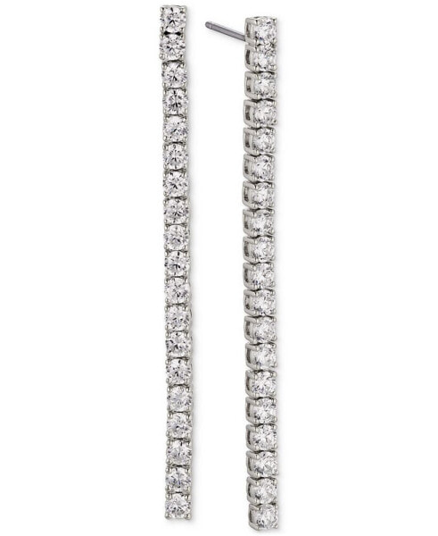 Silver-Tone Cubic Zirconia Linear Drop Earrings, Created for Macy's