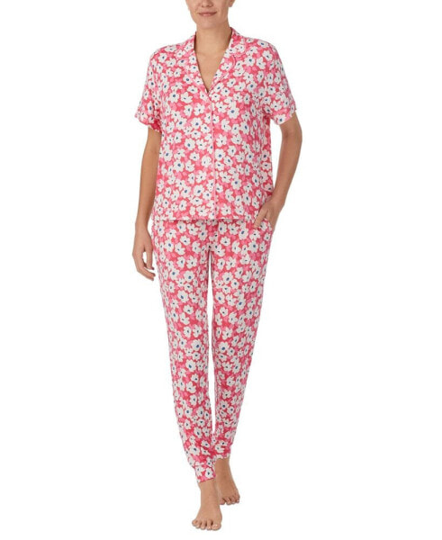 Women's 2-Pc. Notched-Collar Jogger Pajamas Set