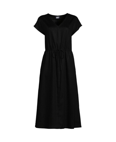 Plus Size TENCEL Fiber V-Neck Midi Dress