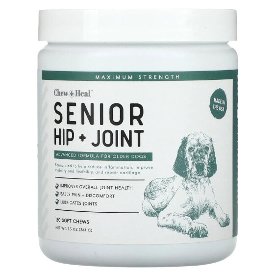 Chew + Heal, Senior Hip + Joint, улучшенная формула для собак старшего возраста, 120 жевательных таблеток, 264 г (9,3 унции)