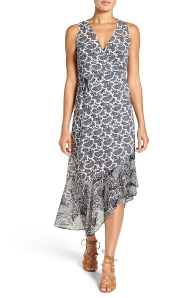 Michael Kors 241104 Womens Woodbrook Chiffon Asymmetrical Wrap Dress Size 2