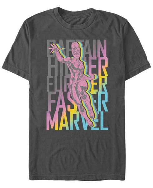 Marvel Men's Captain Marvel Pop Art Captains Words Short Sleeve T-Shirt