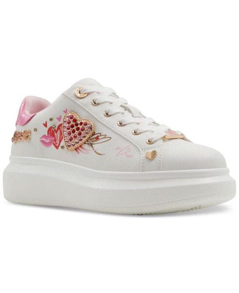 Women's Heartstep Printed Lace-Up Sneakers