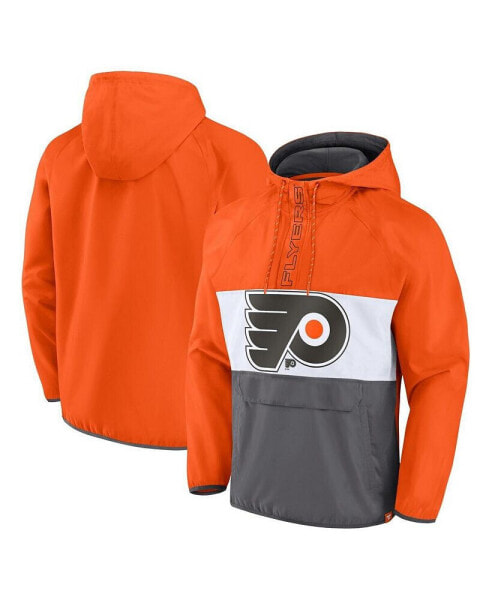 Men's Orange Philadelphia Flyers Flagrant Foul Anorak Raglan Half-Zip Hoodie Jacket