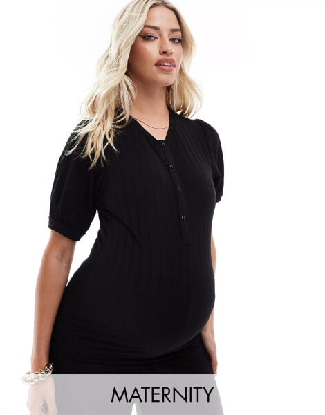 Mamalicious maternity henley long sleeved top co-ord in black