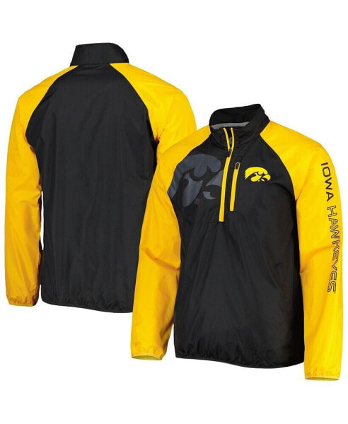 Men's Black, Gold Iowa Hawkeyes Point Guard Raglan Half-Zip Jacket