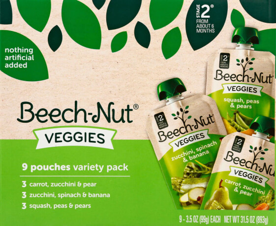 Детское пюре Beech-Nut с овощами и буком, 9 шт, от 6 месяцев