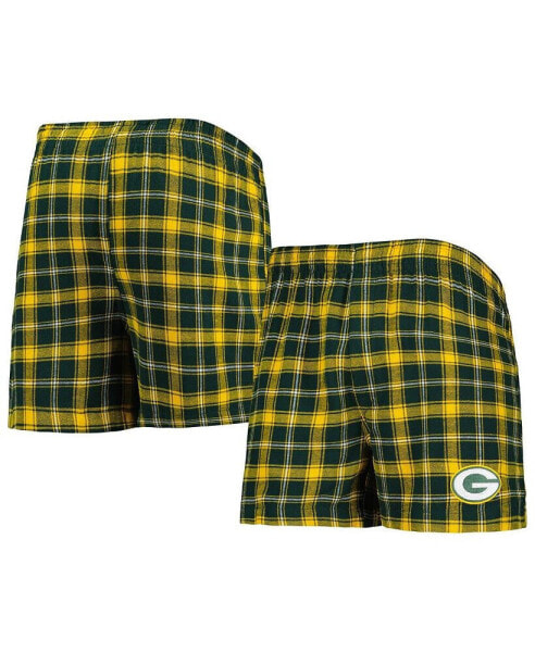 Men's Green and Gold Green Bay Packers Ledger Flannel Boxers