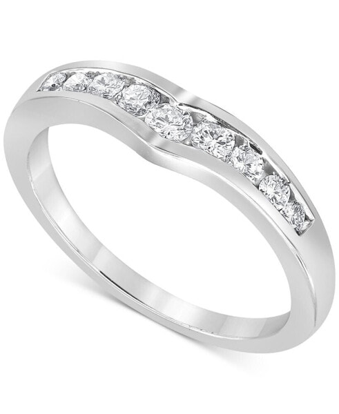 Diamond V-Shape Channel-Set Band (1/3 ct. t.w.) in 18K White Gold