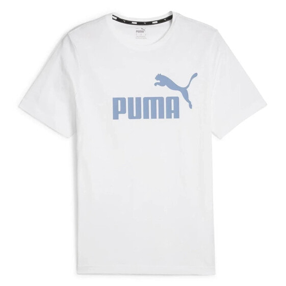 ESS Logo Tee-PUMA White-Zen Blue Erkek T-Shirt