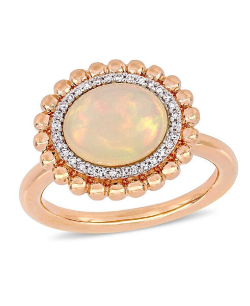 Opal (2-3/4 ct.t.w.) and Diamond (1/10 ct.t.w.) Halo Ring in 14k Rose Gold