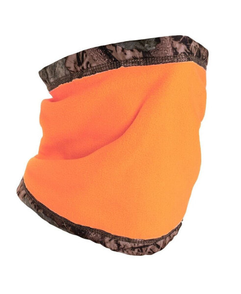 Unisex Reversible Fleece Neck Gaiter, Grey/Orange, One Size