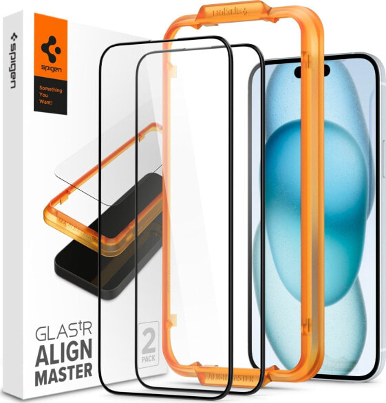 Spigen Szkło do etui Glas.tR FC AM 2-Pack do iPhone 15, z czarną ramką