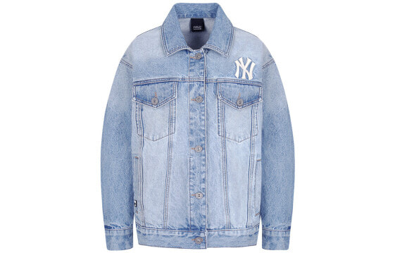 MLB 复古丹宁宽松牛仔外套 女款 蓝色 / Джинсовая куртка MLB Trendy Clothing Featured Jacket Denim Jacket 31JPN2011-50U