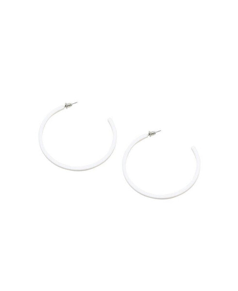 Women's White Minimal Hoop Earrings