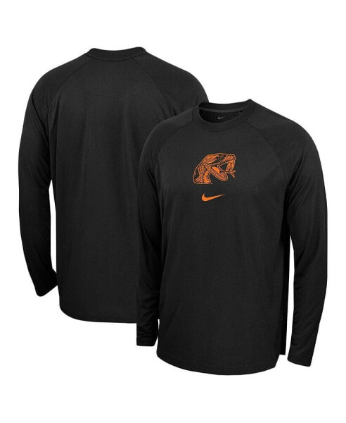 Men's Black Florida A & M Rattlers Basketball Spotlight Raglan Performance Long Sleeve T-shirt