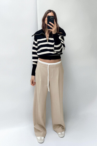 WIDE-LEG TROUSERS WITH DOUBLE WAISTBAND