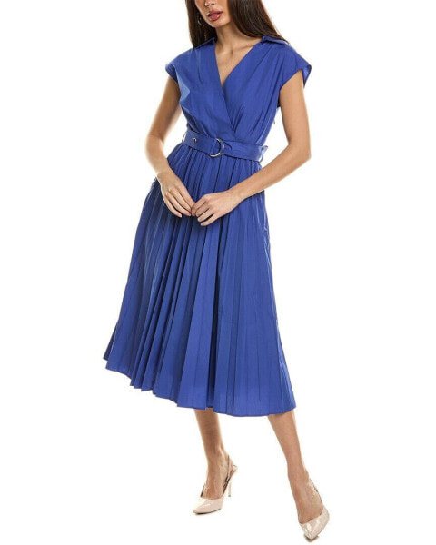 Elie Tahari The Noa Pleat Midi Dress Women's Blue 4