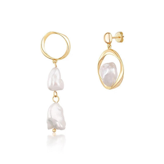 Серьги JwL Luxury Pearls Asymmetric Pearl Gold