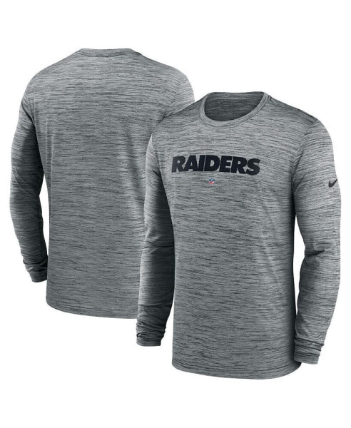 Men's Heather Gray Las Vegas Raiders Sideline Team Velocity Performance Long Sleeve T-shirt