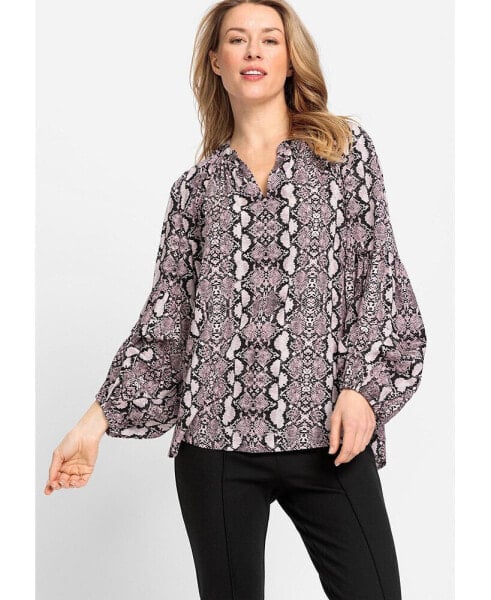 Women's Long Sleeve Snake Print Blouse