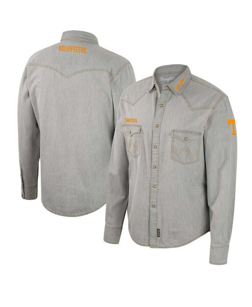 Men's x Wrangler Gray Tennessee Volunteers Cowboy Cut Western Full-Snap Long Sleeve Shirt