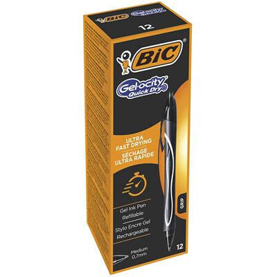 Ручка шариковая BIC Gel-ocity Quick Dry - черная, прозрачная - с выдвижным механизмом - средняя - 0,7 мм - для правой и левой руки