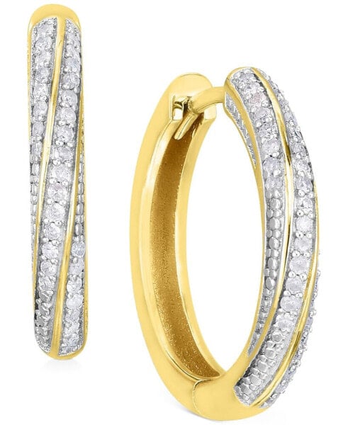 Diamond Twist Hoop Earrings (1/4 ct. t.w.) In Sterling Silver, 14K Gold-Plated Sterling Silver or 14K Rose Gold-Plated Sterling Silver