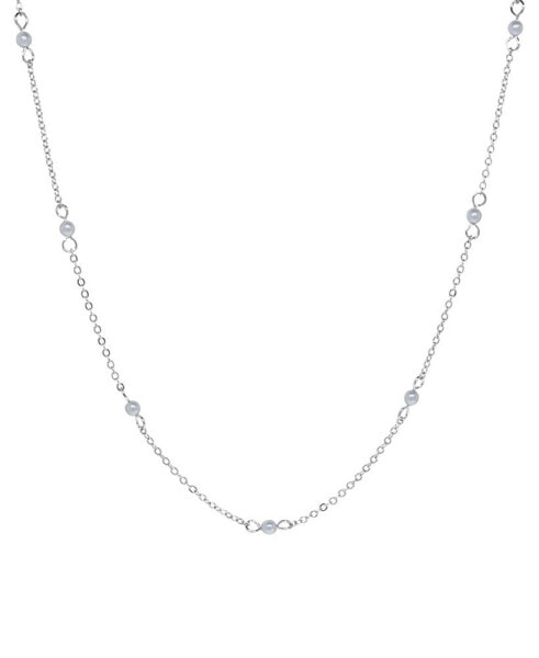 Silver-Tone Gray Imitation Pearl Chain Necklace