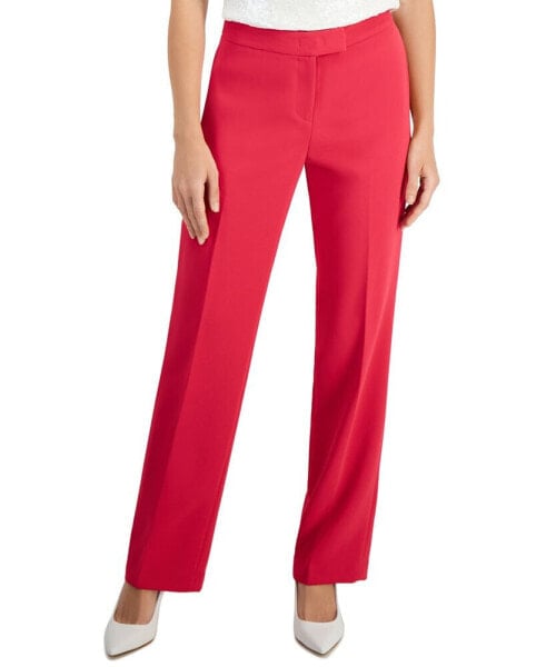 Women's Solid Mid-Rise Bootleg Ankle Pants