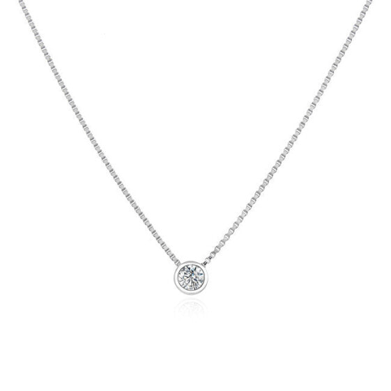 Minimalist silver necklace with clear zircon AGS1561/47-W