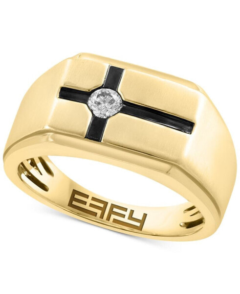 EFFY® Men's Diamond East-West Cross Ring (1/6 ct. t.w.) in 14k Gold