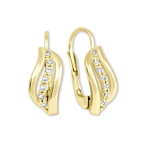 Gold earrings with crystals 239 001 00688