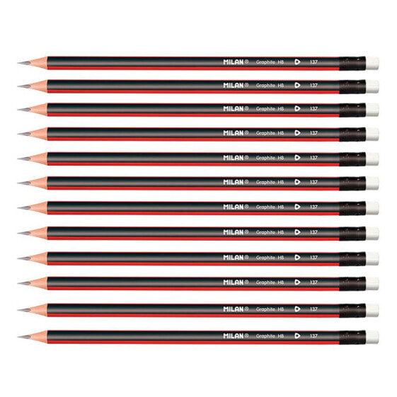 Цветные карандаши с резинкой MILAN Graphite 2.2 мм 12 шт.